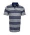 Polo piqué gris avec bande bleu nuit